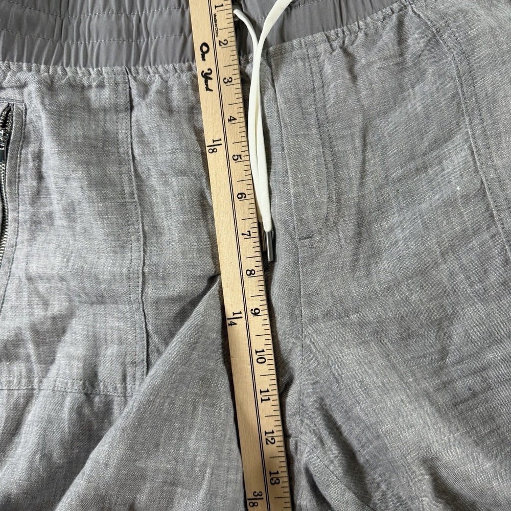 Athleta Women Cabo 100% Linen Jogger Pants Sz 16 Gray Drawstring Resort Coastal - Picture 11 of 11